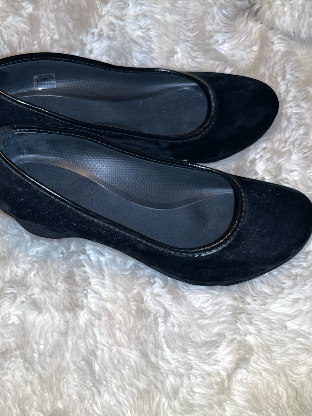 Crocs black velvet shoes size 11